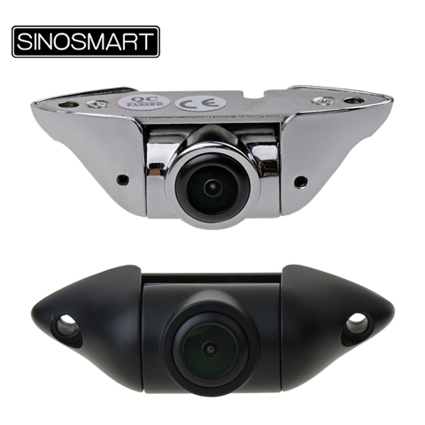 SINOSMART HD Universal Wired Parking Reverse Backup Camera Vertical Installation Stainless Steel Chrome Black Adjustable Lens ► Photo 1/6