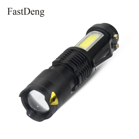 Portable LED Flashlight Q5 +COB Mini Black 2000LM Waterproof Zoomable LED Torch Penlight Use AA 14500 Battery Lighting Lantern ► Photo 1/6