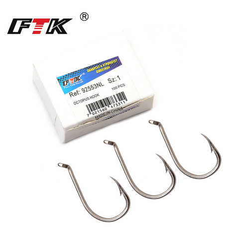 FTK Fish Hook Octpus Fishhooks 3/0#-1/0# With 50Pcs 1#-5# With 100Pc Hooks From Norway For Jigging Carp Anzol Fishhook Fishing T ► Photo 1/1