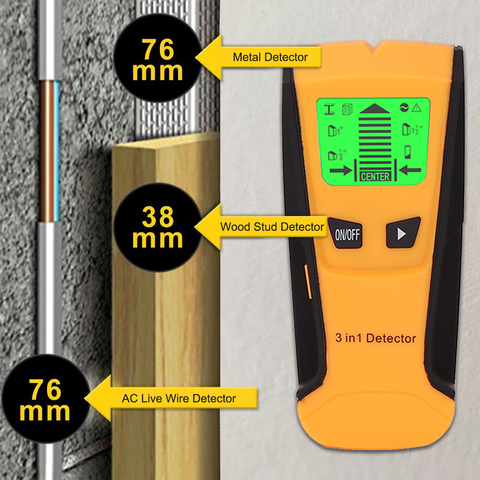 3 In 1 Handheld Professional Depth Metal Detector Pinpointer Stud Finder Wall Scanner Sensor for Wire Detect Metal Seekers ► Photo 1/6