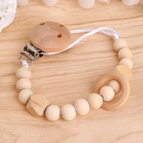 Cute Baby Toddler Dummy Pacifier Soother Nipple Wooden Chain Clip Holder Gift  Gift ► Photo 1/6