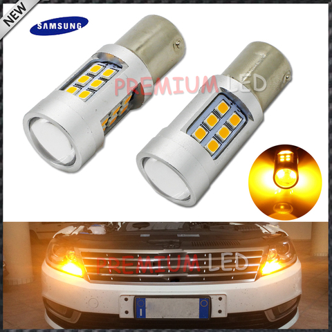 iJDM High Power Amber Yellow Error Free 21SMD-2835 LED BAU15S 7507 PY21W 1156PY LED Bulbs For Front Turn Signal Lights,7507 LED ► Photo 1/6