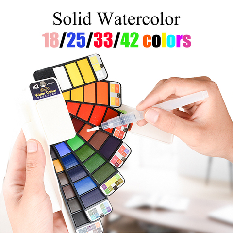 18/25/33/42 Colors Solid Watercolor Set Whirl Water Color Paint Water Brush  Watercolor Pigment For Drawing Art Supplies ► Photo 1/6