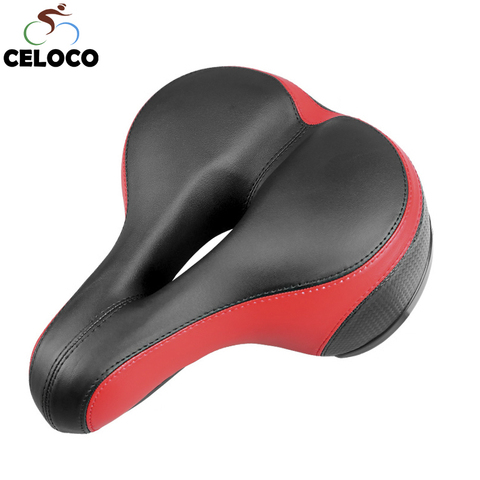 2022 MTB Bicycle Saddle Soft Thicken Wide Mountain Road Bike Saddle Cycling Seat Pad + Rear Cycling Light Bicycle Accessories ► Photo 1/6