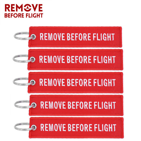 Remove Before Flight Key Chain Embroidery Keychain for Aviation Gifts Red Key Fob Motorcycle Car Key Ring Chaveiro 5PCS/LOT ► Photo 1/6