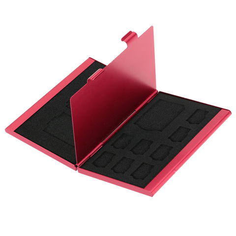 Red 12 in 1 Aluminum Storage Box Memory Card Case Holder Wallet Large Capacity For 4 * SD Micro SD SDHC SDXC MMC 8 * TF SIM Card ► Photo 1/5