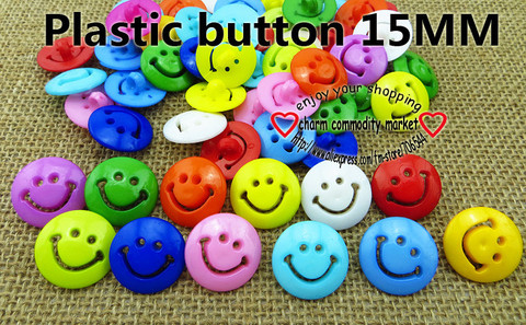 100PCS 15MM colors/single Dyed Plastic smile face buttons coat boots sewing clothes accessory P-116 ► Photo 1/4