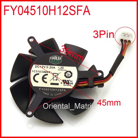 Free Shipping FY04510H12SFA 45mm 12V 0.2A 3Wire 3Pin For MSI R6450 6570 6670 V5 Graphics Card Cooler Cooling Fan ► Photo 1/6