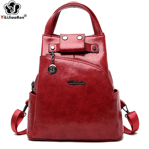 Fashion Women Backpack Shoulder Bag High Quality Pu Leather Women Backpack Large Capacity Anti Theft Backpacks Travel Bags ► Photo 1/6