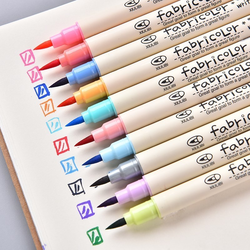 10 Colors Brush Pen Set Fabricolor Marker Pen Soft Tip Colour