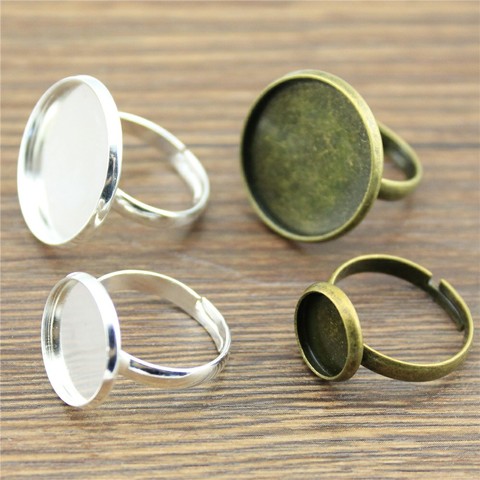10pcs 2 Colors Fit 10/12/14/16/18/20mm Glass Cabochon Simple Adjustable Ring Setting Base ► Photo 1/6
