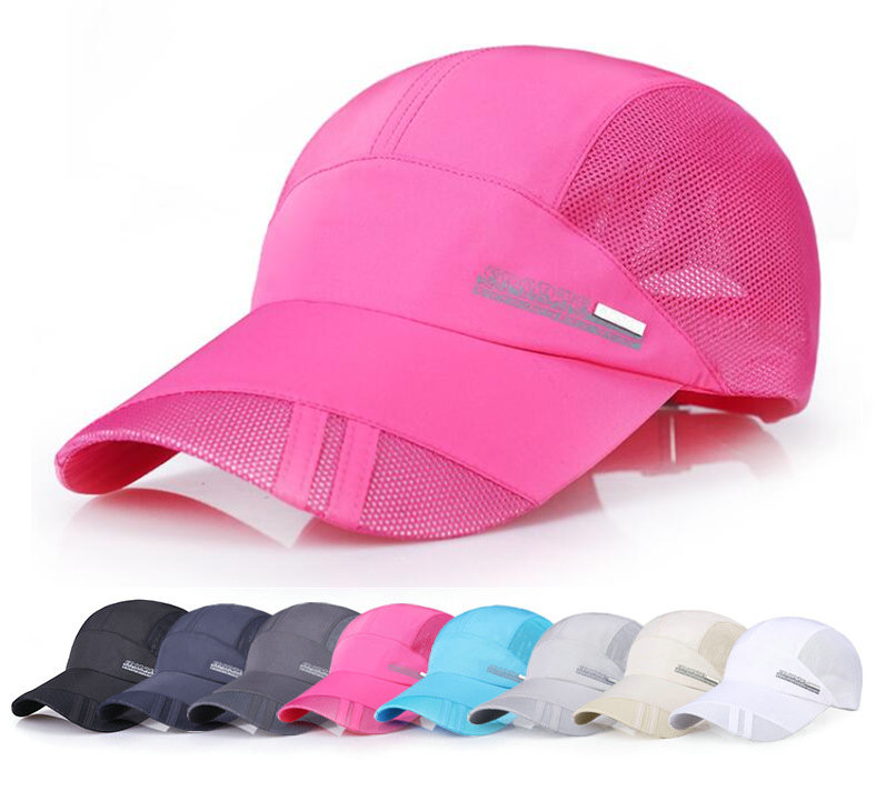 Summer Solid Color Quick-Drying Hat Unisex Mesh Men Women Adjustable Outdoor Sports Baseball Cap 