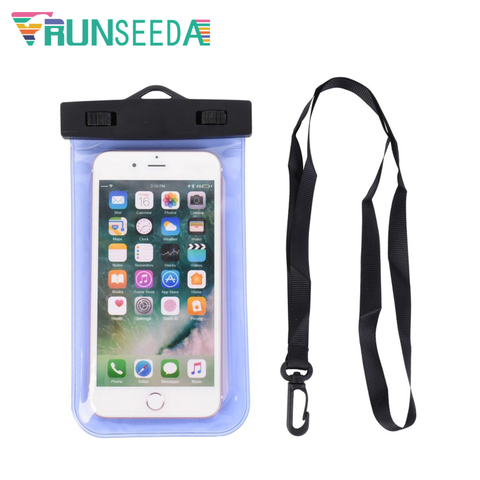 Runseeda Lanyard Swimming Bag Waterproof Mobile Phone Pouch Smartphone Sealed Pack Swimming Pool Beach On Sea Diving Storage Bag ► Photo 1/6