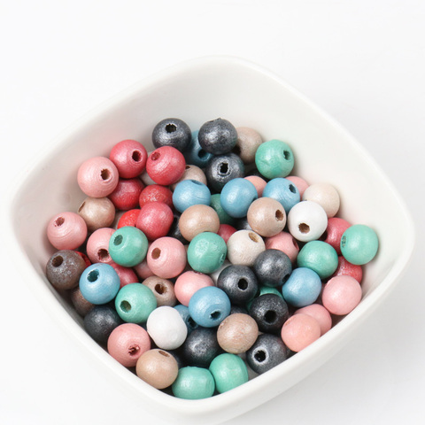 Natural Wooden beads Pearl color Round Ball Spacer Beads For Jewelry Making 6 8mm Mixed Color DIY MT1432 ► Photo 1/6