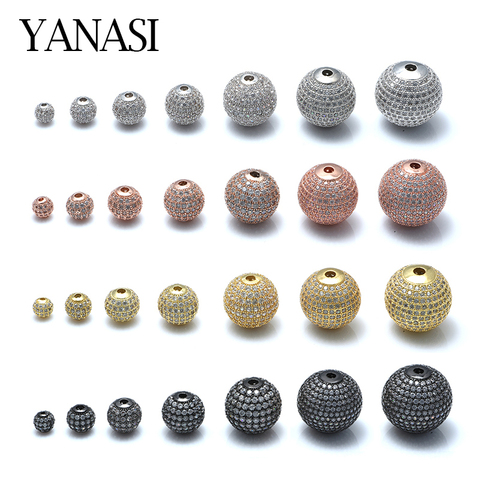 6mm/8mm/10mm Round Spacer Beads for DIY Jewelry Findings Copper Cubic Zirconia Ball Beads For Making Jewelry ► Photo 1/6
