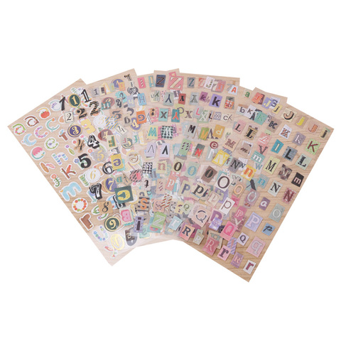 6sheets/lot English Alphabet Number Retro Sticker Album Diary Decoration DIY Decorative Stickers Handmade Stickers Scrapbooking ► Photo 1/6