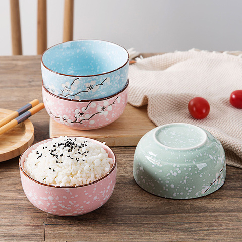 Japanese Style Plum Ceramic Bowl Household Rice Bowl Children Small Bowl Tableware Eating Bowl ► Photo 1/5