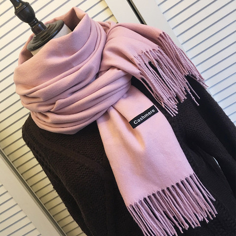 Women Solid Color Cashmere Scarves With Tassel Lady Winter Autumn Long Scarf Thinker Warm Female Shawl Hot Sale Men Scarf ► Photo 1/6