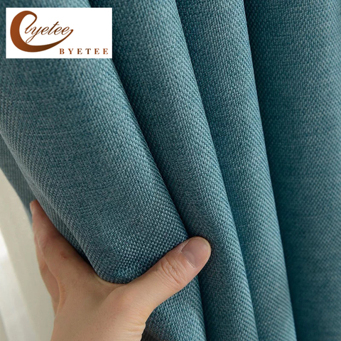300cm Height Pure color window blackout curtain thickened cotton linen shading cutains for living room bedroom luxury curtains ► Photo 1/6