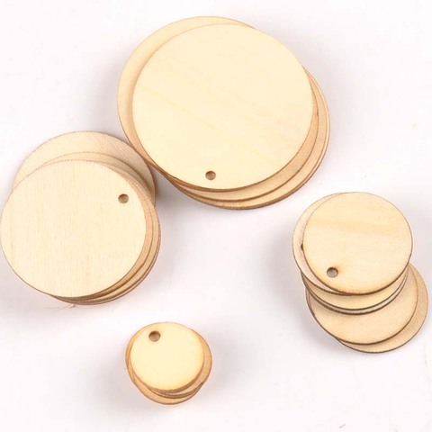 50pcs Mix Round Shape Natural Wooden Ornament For Scrapbooking DIY Wood Carfts One Hole Handmade Accessory Home Decoration m2149 ► Photo 1/4