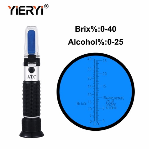 yieryi 100% New Brand 0~40% Brix 0~25% Alcohol Wort Specific Gravity Refractometer Beer Fruit Juice Wine Sugar Test Meter ► Photo 1/6