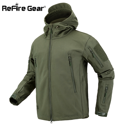 ReFire Gear Camouflage Military Jacket Men Waterproof Soft Shell Tactical Jacket US Army Clothing Winter Fleece Coat Windbreaker ► Photo 1/6