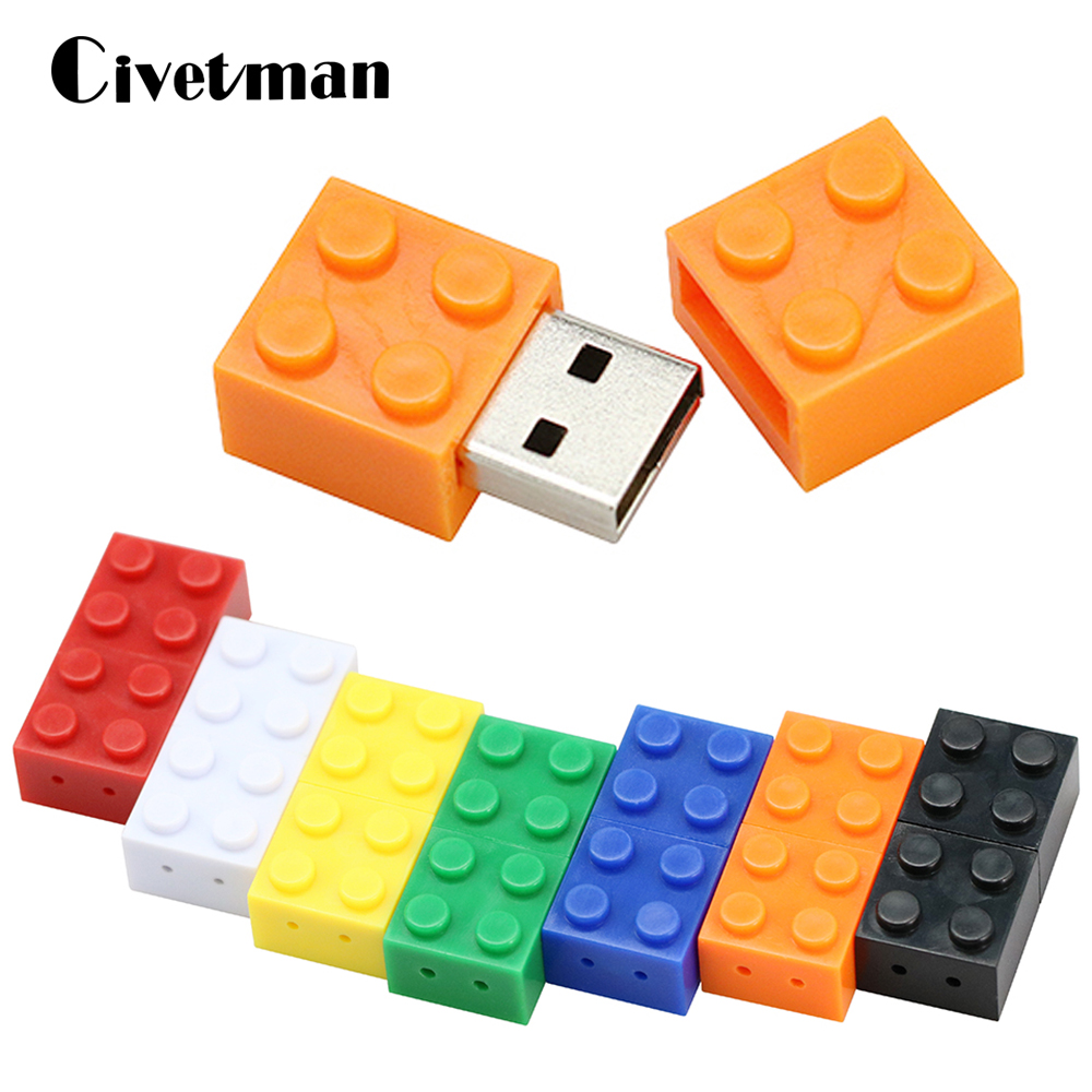Civetman® Toy Brick Flash Drive 128GB USB Flash Drive 64GB Plastic 