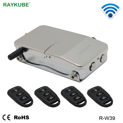 RAYKUBE Electronic Door Lock With Remote Control Keys Opening Invisible Intelligent Lock Wireless Keyless Door Lock R-W39 ► Photo 1/6