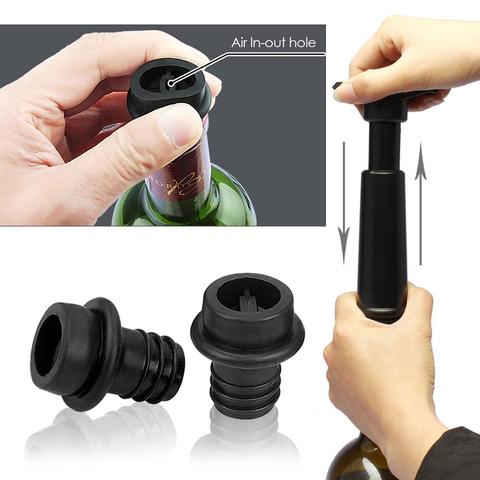 1 Set Wine Saver Vacuum Bottle Stopper Set 1 Pump + 2 Caps Sealing Preserver Drinks Hat Caps Silicone Reusabl ► Photo 1/6