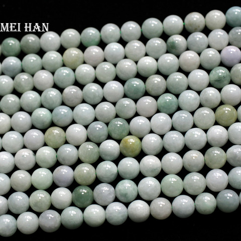 Meihan Wholesale (1 strand/set) natural 10mm Burma jadeite  smooth round stones beads for jewelry making DIY design ► Photo 1/2