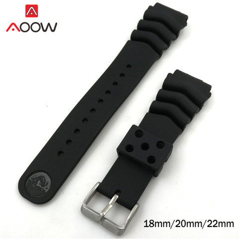 Black Sport Silicone Band 18mm 20mm 22mm Watchband Waterproof Rubber Strap Metal Pin Buckle Replacement Bracelet Accessories ► Photo 1/5