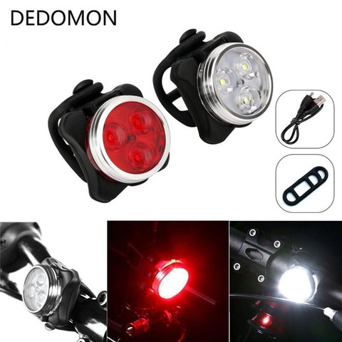 Cycling Bicycle Bike 3 LED Head Front With USB Rechargeable Tail Clip Light Lamp
