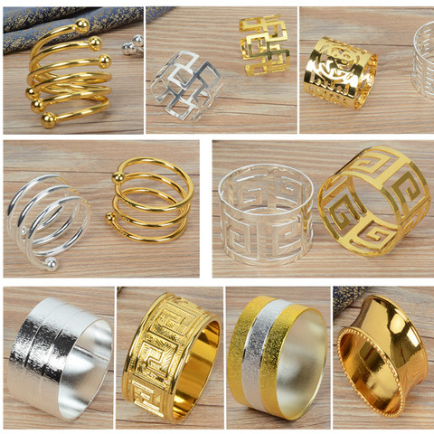 Metal Alloy Napkin Rings Gold And Silver Color For Table Decoration Table Napkin Rings Wholesale Metal Shiny Colour ► Photo 1/6