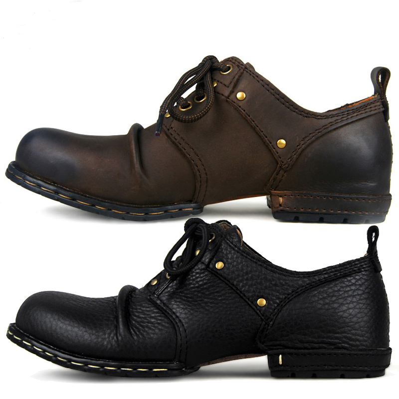 OTTO ZONE Handmade Genuine Cow Leather Ankle Boots Fashion Men