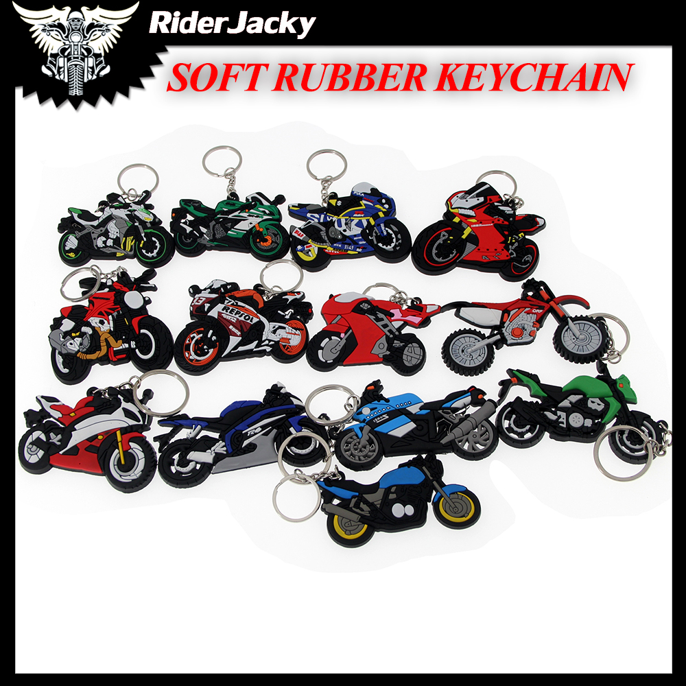 Motorcycle Keychain Rubber Kawasaki Yamaha Suzuki Honda Moto Scooter Key Chain 