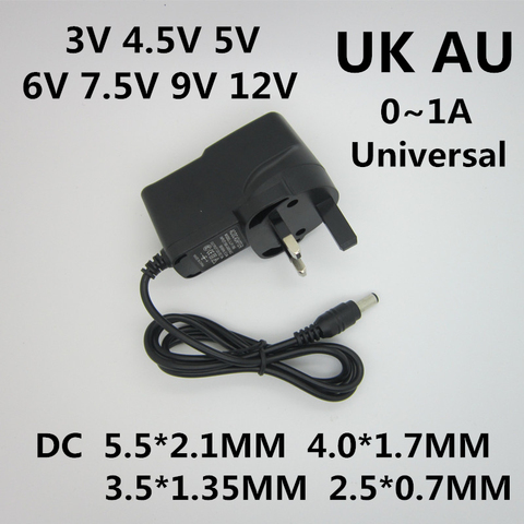 AC 110-240V DC 3V 4.5V 5V 6V 7.5V 9V 12V 0.5A 1A Universa Adapter Power Supply Charger 12 V Volt for LED Light Strips UK/AU Plug ► Photo 1/3