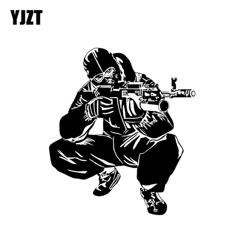 YJZT 15.9*18.2CM Coolest Weapon AK-14 Combat Soldier Shooting Decoration Car Sticker Vinyl Graphic Accessories C12-0330 ► Photo 1/5