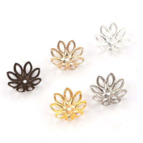 15mm Vintage Filigree Metal Eight-Leaf Hollow Flower Spacer Beads End Caps Pendant DIY Charms Connectors Jewelry Findings ► Photo 1/6
