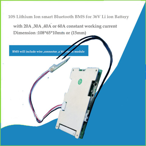 36V 10S software Smart Lithium Ion Bluetooth Smart  BMS for 42V Li-Ion or 36.5V Lifepo4  Battery system  with 30A Current ► Photo 1/5