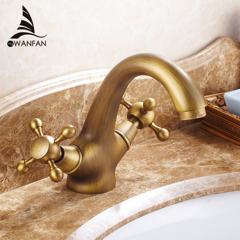 Basin Faucets Brass White Bathroom Sink Faucet Dual Handle Deck Mount Bath Washbasin Hot Cold Mixer Water Tap WC Taps HJ-6655K ► Photo 1/6