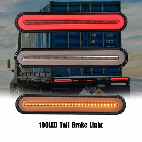 2x Waterproof LED Trailer Truck Brake Light 3 in1 Neon Halo Ring Tail Brake Stop Turn Light Sequential Flowing Signal Light Lamp ► Photo 1/6