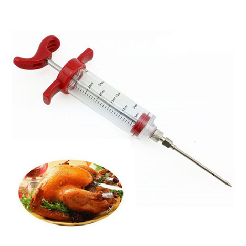 1pcs 30ML Kitchen Syringes Stainless Steel Needles Injector Meat Sausage Stuffer Kitchen Tool Meat Injectors ► Photo 1/3
