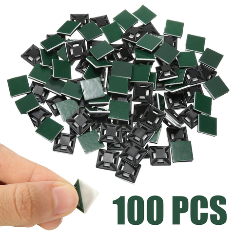 100PCS/Set Cable Base Mounts 12.5*12.5mm Self Adhesive Cable Wire Zip Tie Mounts Bases Wall Holder Fixing Seat Clamps ► Photo 1/6