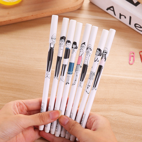 2pcs Korean Stationery Cartoon People Gel Pen Black Ink Pen Neutral Pens 0.38mm Office School Supplies Canetas Lapices ► Photo 1/1