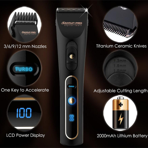 Professional Rechargeable Hair Clipper 18650 Lithium Battery Electric Hair Trimmer Beard Shaver for Men Hair Cutting Machine ► Photo 1/6