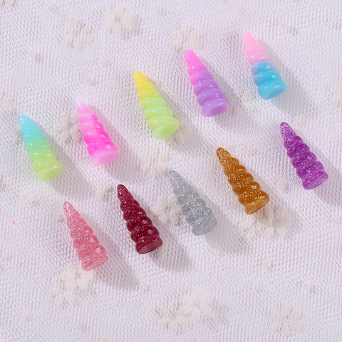 10pcs 9*25mm resin unicorn horn charms for Jewelry necklace pendant making  resin cabochons for DIY decoration ► Photo 1/6