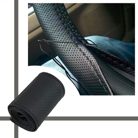2022 New Anti-slip Breathable PU Leather DIY Car Steering Wheel Cover Case With Needles and Thread Fit for Diameter 36-38cm ► Photo 1/6