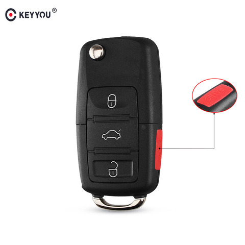KEYYOU 3+ 1 Panic 4 Buttons Flip Remote Key Shell fit for VOLKSWAGEN VW Touareg Switchblade Flip Case Fob ► Photo 1/6
