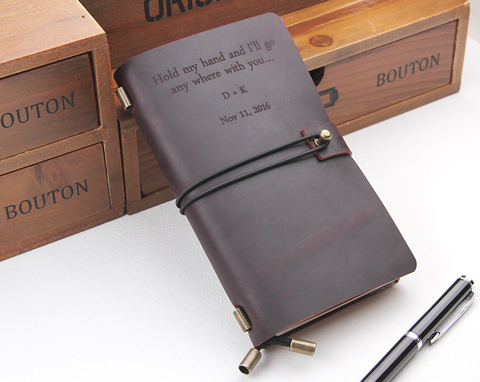 Leather Journal Notebook Custom, Handmade Vintage Refillable Travel journal, Leather Traveler's notebook Cover, Custom Text ► Photo 1/6