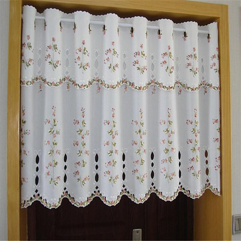 Free Shipping Hollow Flower Half Blinds Lace Coffee Curtain Kitchen Short Curtain Small Curtain for Home Window Decoration ► Photo 1/6